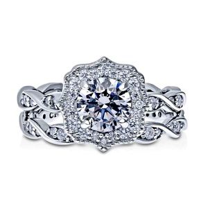 BERRICLE Sterling Silver CZ Ring Set Size 6